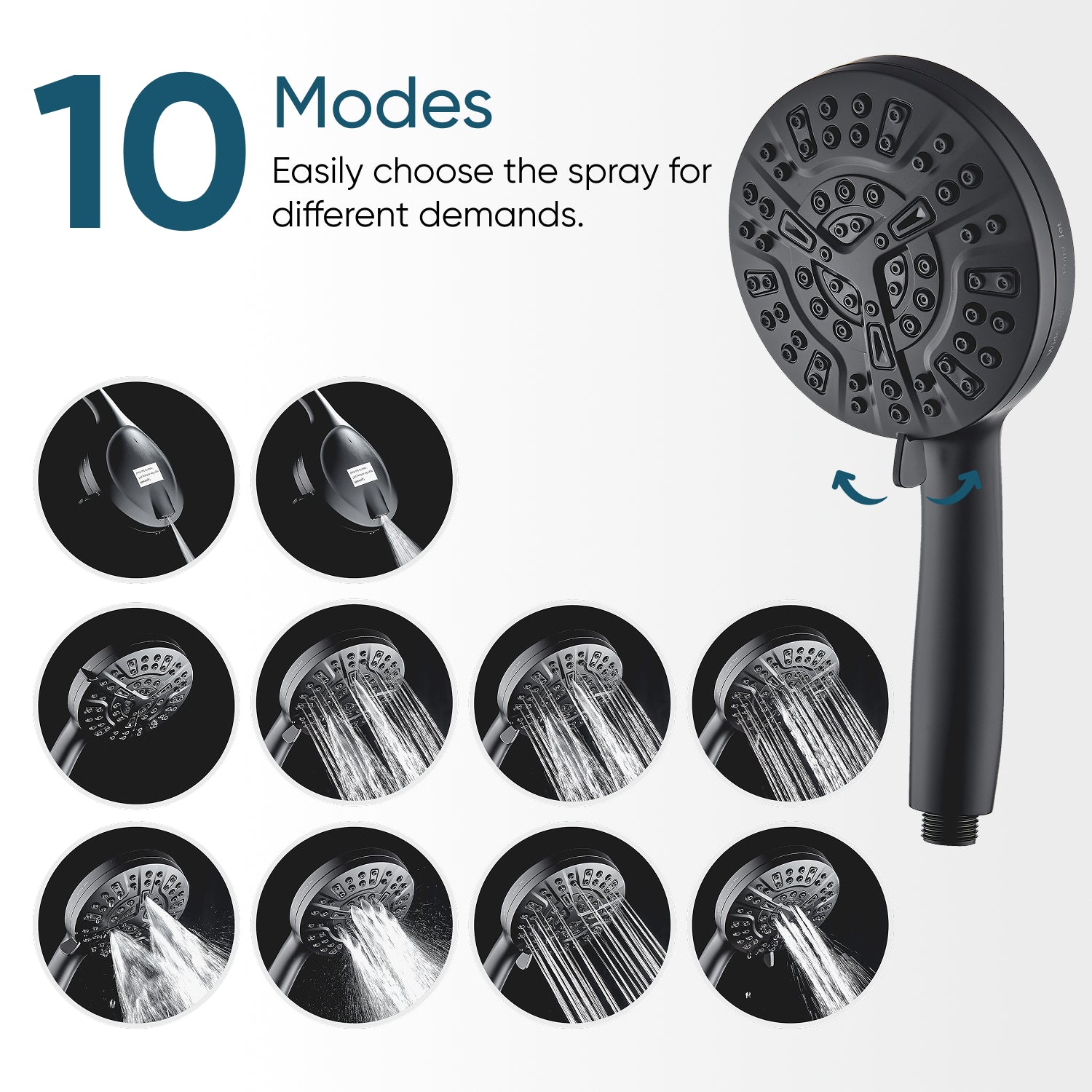 Luxe 10 Mode Mode Showerhead Kit Complete Shower Kit
