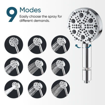 Luxe 9 Mode Mode Showerhead Kit Complete Shower Kit